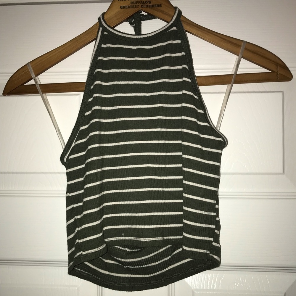 Green Stripped Croptop